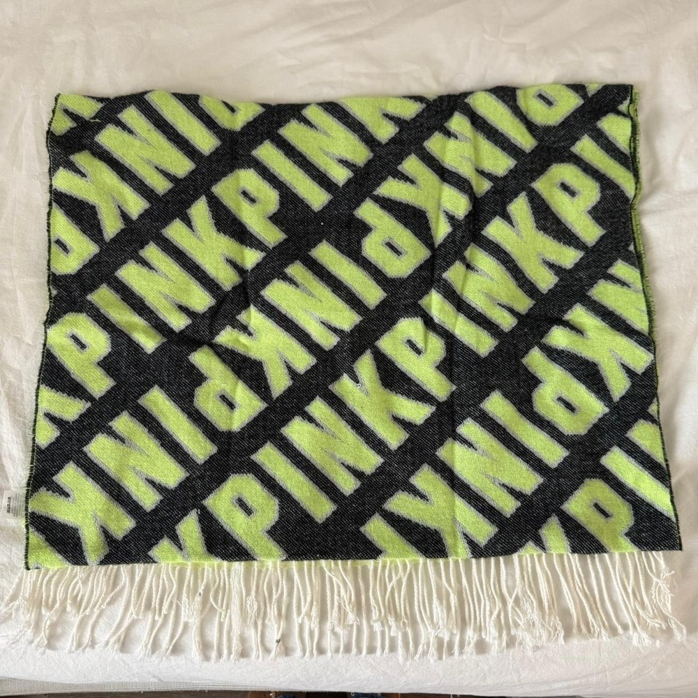 Neon green and black Victoria's Secret PINK scarf 27 x 88 in | 69 x 225 CM - Picture 7 of 8